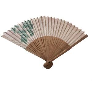 Vintage Japanese Bamboo Hand Painted Fan